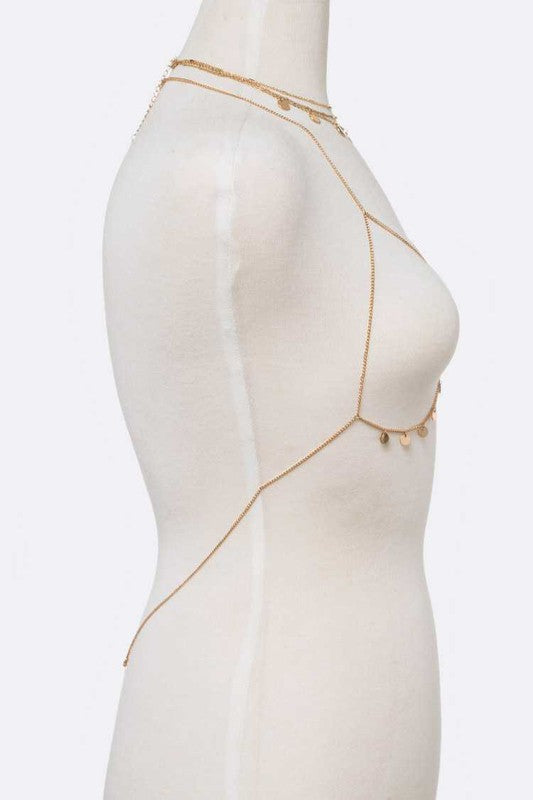 2 IN 1 FRINGE DISK BRA CHAIN SET