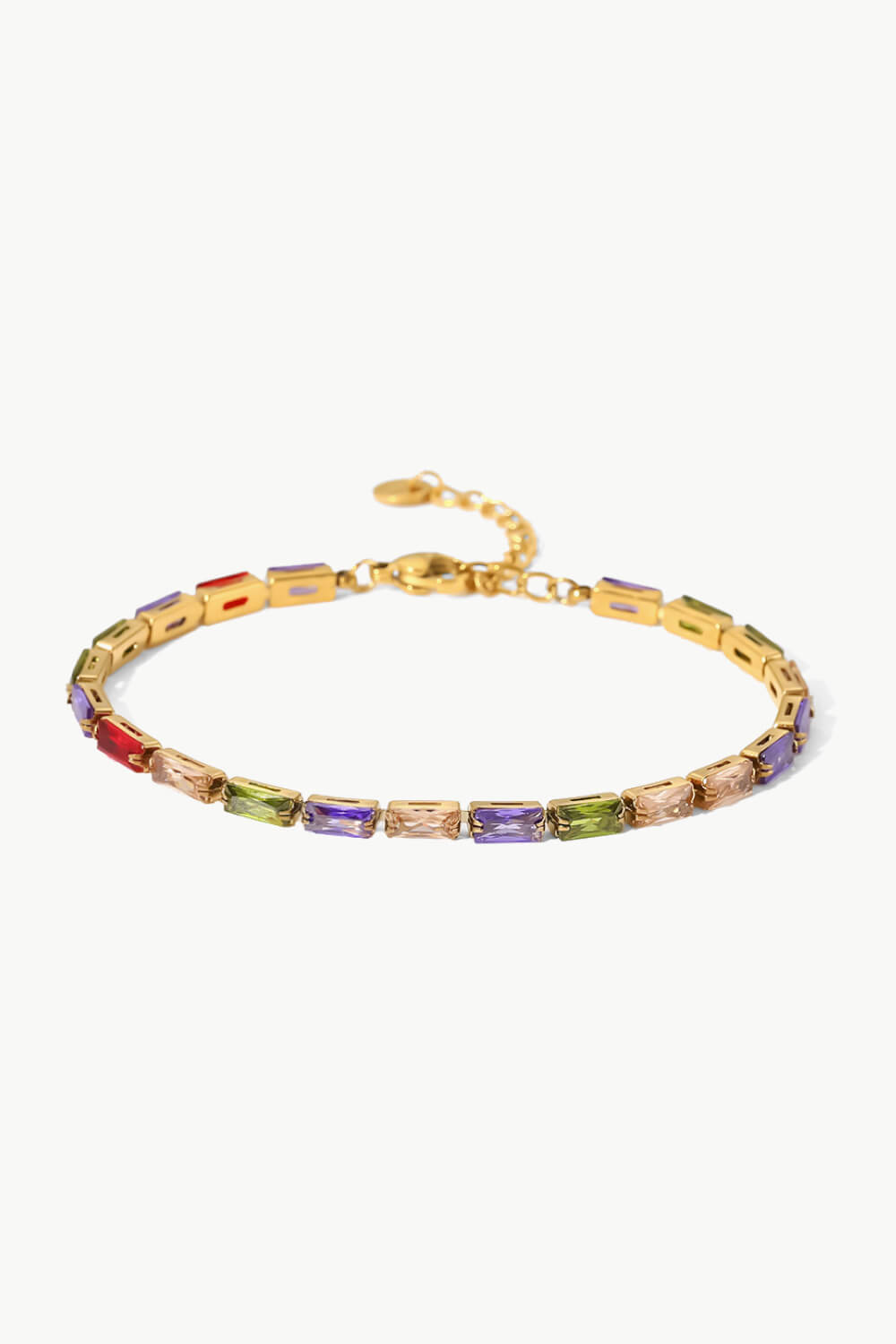 18K Gold Plated Multicolored Cubic Zirconia Bracelet-Thriftique Marketplace