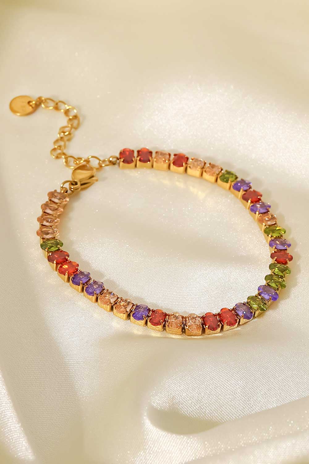 18K Gold Plated Multicolored Zircon Bracelet-Thriftique Marketplace