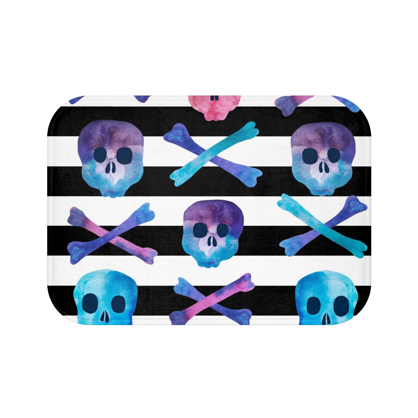 SKULLS AND STRIPES MICROFIBER BATH MAT