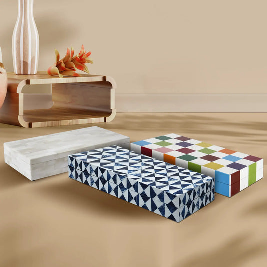 DECORATIVE BOXES CHROMA HARMONY COMBO COLLECTION, SET OF 3