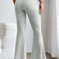 BASIC BAE FULL SIZE RIBBED HIGH WAIST FLARE PANTS