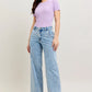 JUDY BLUE FULL SIZE HIGH WAIST WIDE LEG JEANS WITH SKEWED INSEAM PLUS SIZE