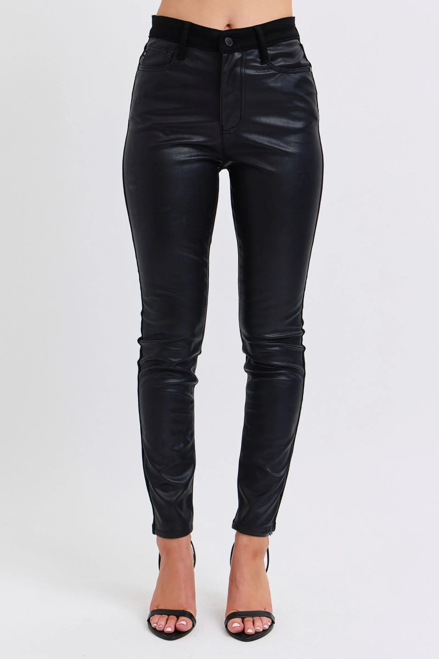 JUDY BLUE PLUS SIZE HW FAUX LEATHER SKINNY PANTS