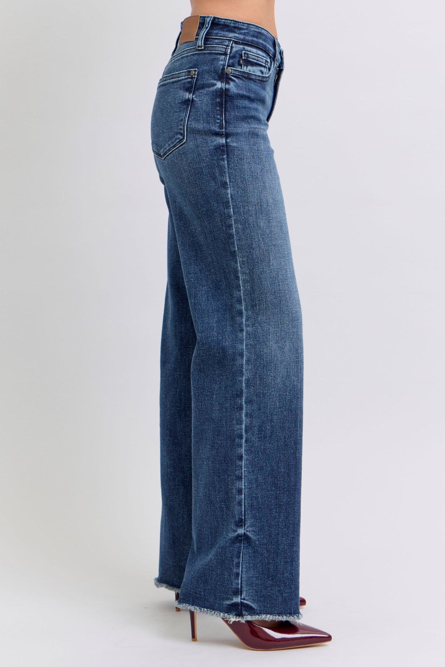 JUDY BLUE FULL SIZE RAW HEM MID RISE JEANS