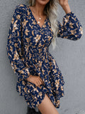 IVY LANE FLORAL LAYERED SURPLICE BALLOON SLEEVE DRESS