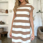 BASIC BAE FULL SIZE STRIPED ROUND NECK CAP SLEEVE MINI DRESS