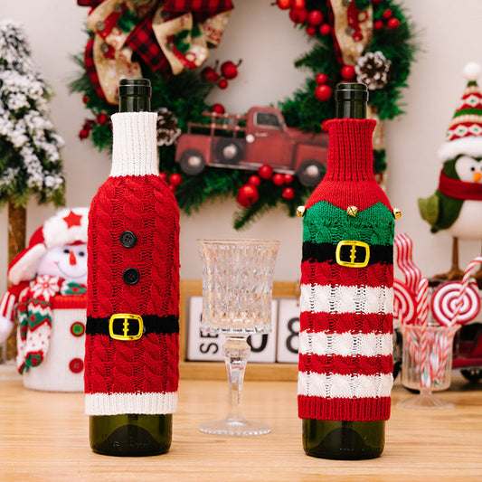 2-PIECE CABLE-KNIT WINE BOTTLE COVERS-Thriftique Marketplace