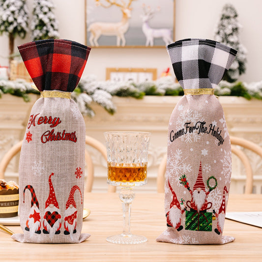 2-PIECE CHRISTMAS PLAID WINE BOTTLE COVERS-Thriftique Marketplace