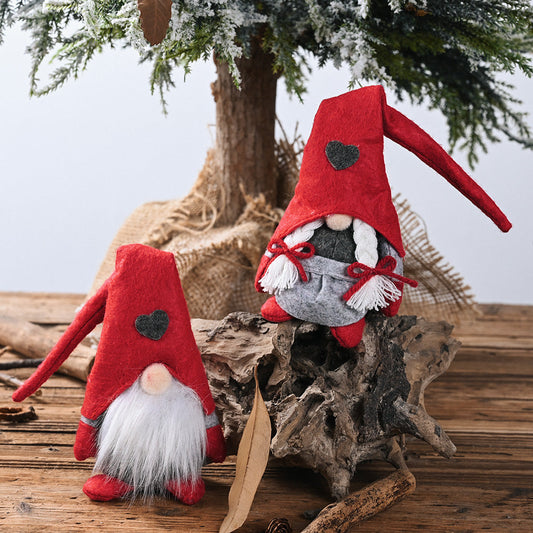 2-PIECE HEART POINTED HAT FACELESS GNOMES-Thriftique Marketplace