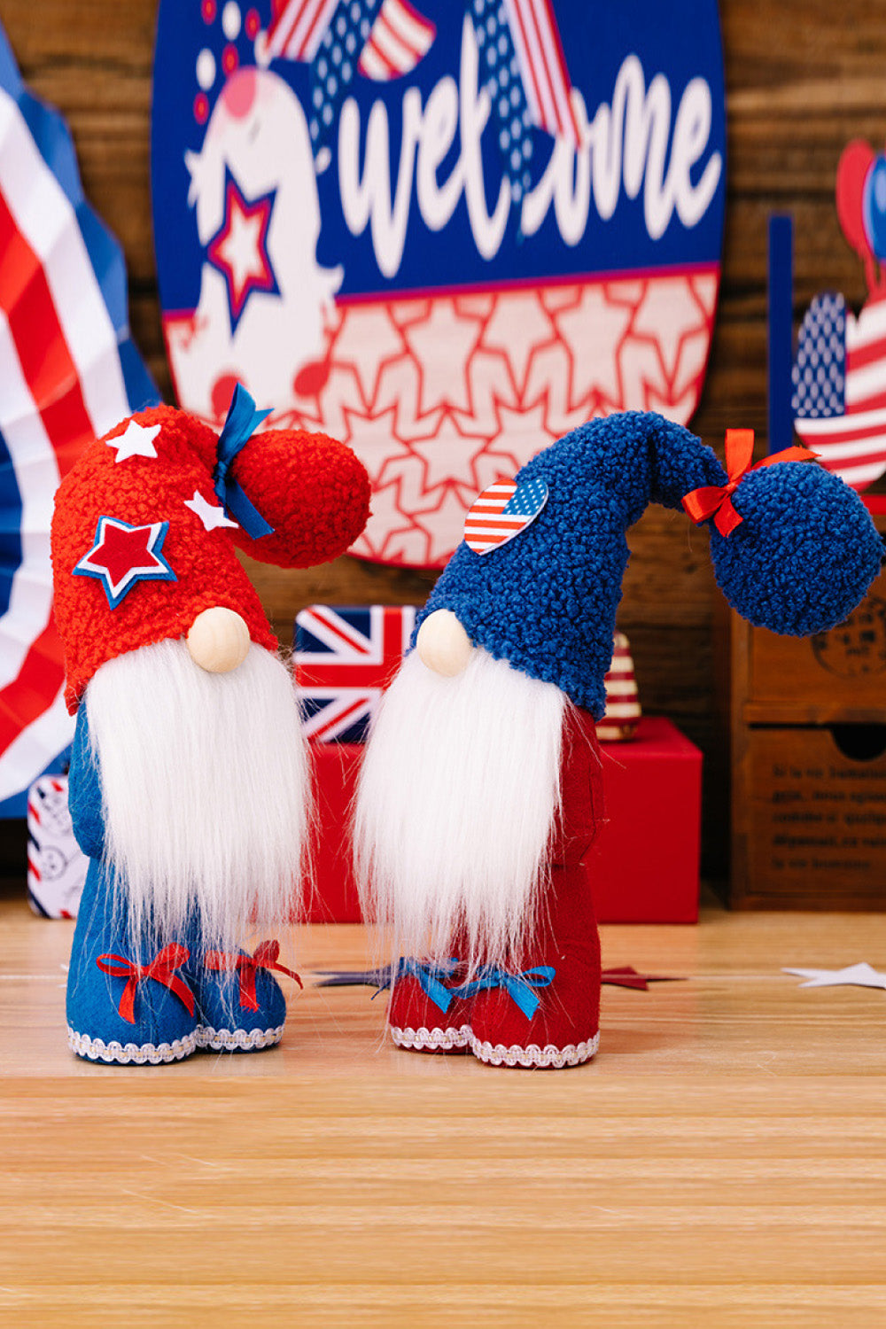 2-PIECE INDEPENDENCE DAY KNIT BEARD GNOMES-Thriftique Marketplace