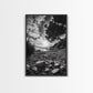 SUNSET BEACH VIEW, WIDE ANGLE PERSPECTIVE, NATURE SHORELINE, MONOCHROME LANDSCAPE, FRAMED CANVAS PRINT, HALLWAY WALL ART, BEACH DECOR