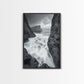 STORMY COAST, CRASHING WAVES, OCEAN DRAMA, FRAMED CANVAS PRINT, LIVING ROOM WALL ART, BOLD SEASCAPE PHOTOGRAPHY, MONOCHROME MODERN ART