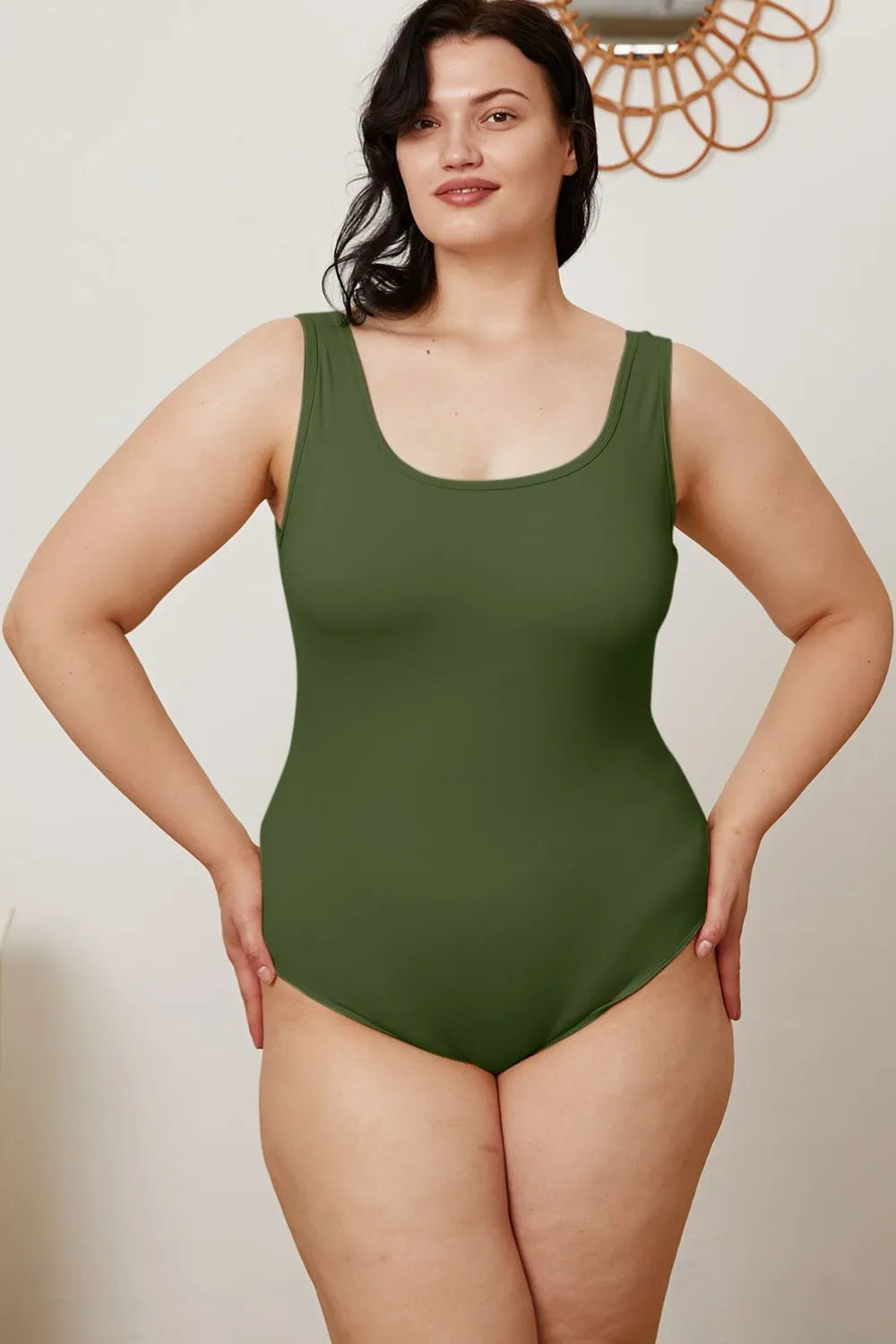 BASIC BAE FULL SIZE SQUARE NECK SLEEVELESS BODYSUIT