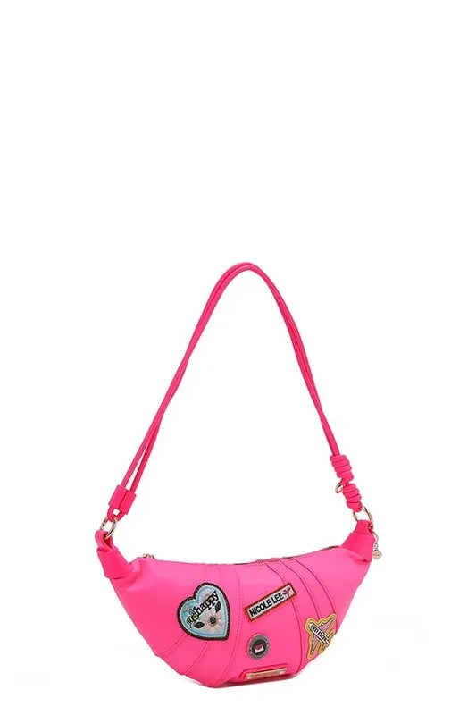 NICOLE LEE USA COLOR PATCH CROISSANT BAG
