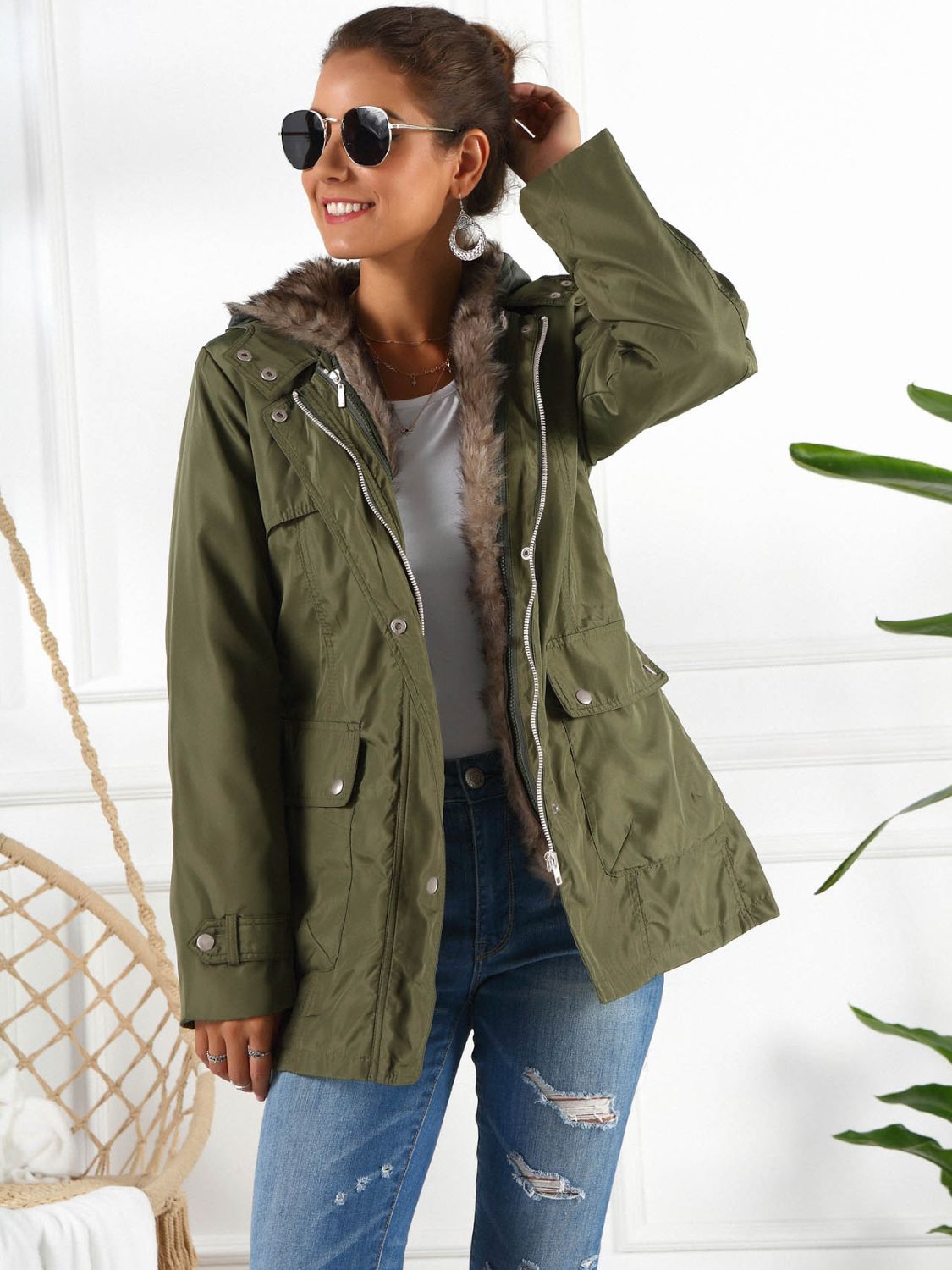 IVY LANE FULL SIZE HOODED JACKET WITH DETACHABLE LINER (THREE-WAY WEAR)