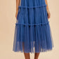 ANNIE WEAR TULLE TIERED MIDI SKIRT
