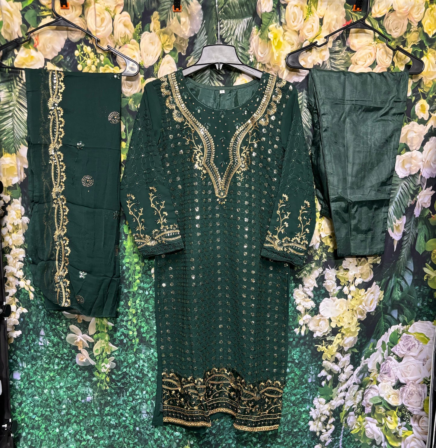FAUX GEORGETTE TRADITIONAL WEAR SUIT WITH EMBROIDERY WORK- ETHNIC WEAR FOR WOMEN