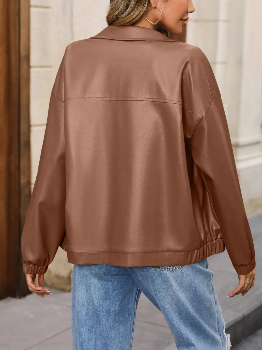 IVY LANE ZIP UP DROPPED SHOULDER JACKET