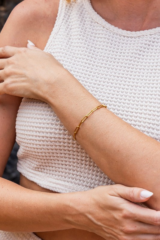 18K STAINLESS STEEL NON TARNISH PAPERCLIP BRACELET