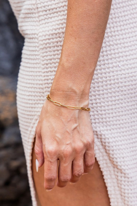 18K STAINLESS STEEL NON TARNISH PAPERCLIP BRACELET