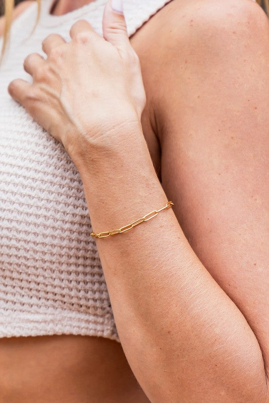 18K STAINLESS STEEL NON TARNISH PAPERCLIP BRACELET