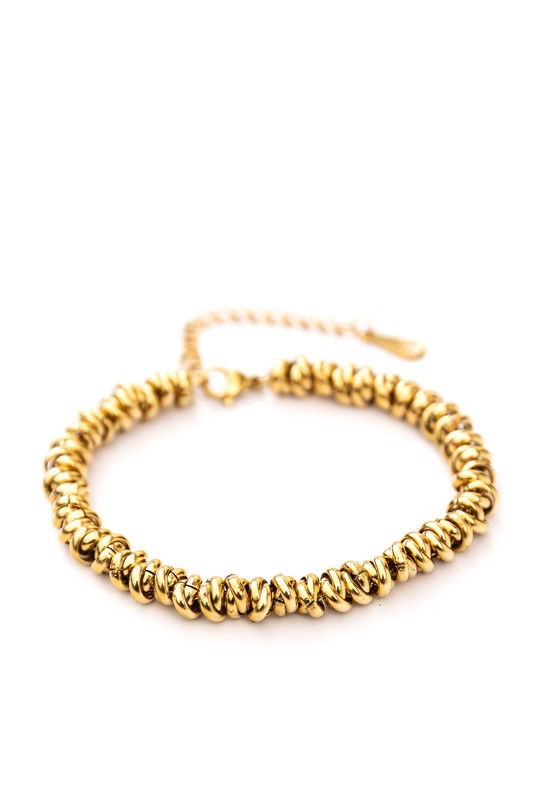 18K STAINLESS STEEL TWISTED BEAD BRACELET