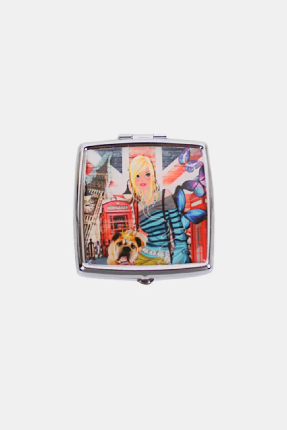 NICOLE LEE USA PRINTED METALLIC SQUARE PILL CASE