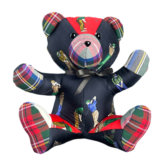 TEE TIME VINTAGE SILK SCARF PATCHWORK TEDDY BEAR
