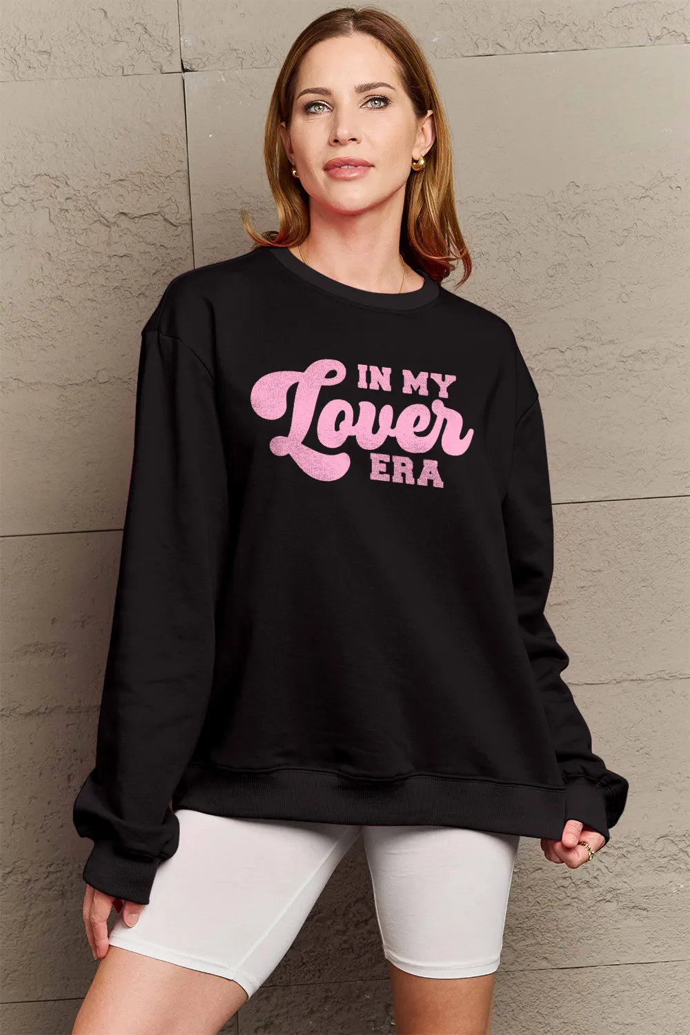 SIMPLY LOVE FULL SIZE IN MY LOVER ERA ROUND NECK SWEATSHIRT