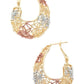 3 TONE TEXTURED LASER CUT 3D HOOP EARRINGS