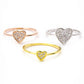 3 TONE CZ HEART TRIPLE RING