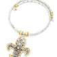 2 TONE FLEUR DE LIS PENDANT COLLAR NECKLACE