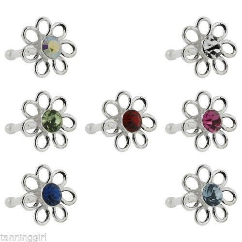 20 GAUGE NOSE BONE STERLING SILVER FLOWER - 6