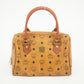 MCM Brown Monogam Visetos Pattern PVC x Leather Boston Bag #2451