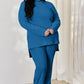 BASIC BAE FULL SIZE RIBBED HIGH-LOW TOP AND WIDE LEG PANTS SET
