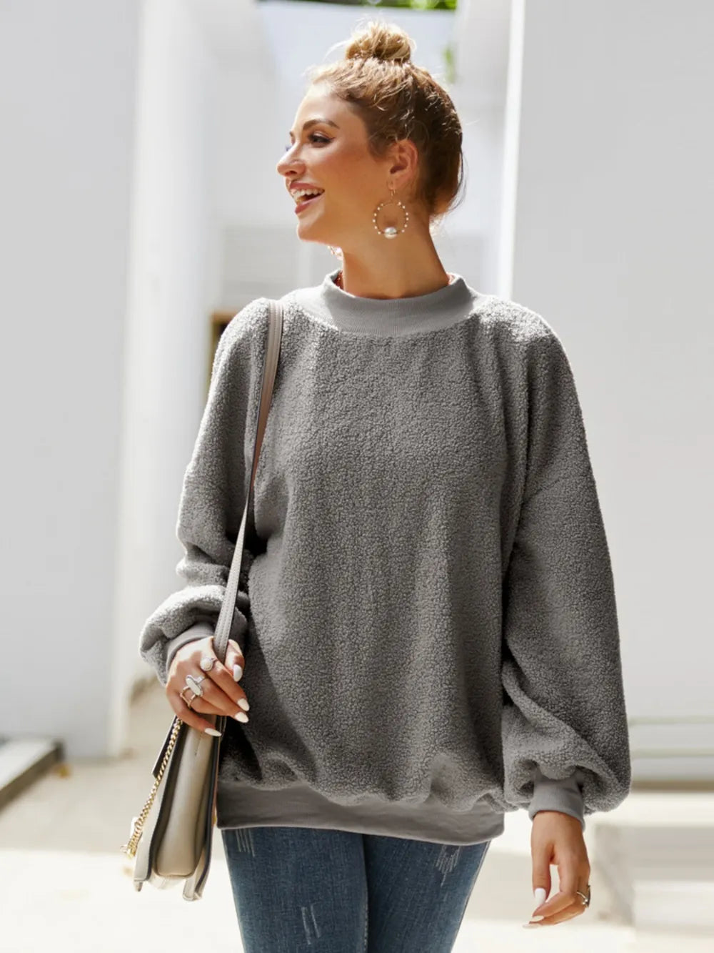 IVY LANE MOCK NECK DROPPED SHOULDER SWEATSHIRT