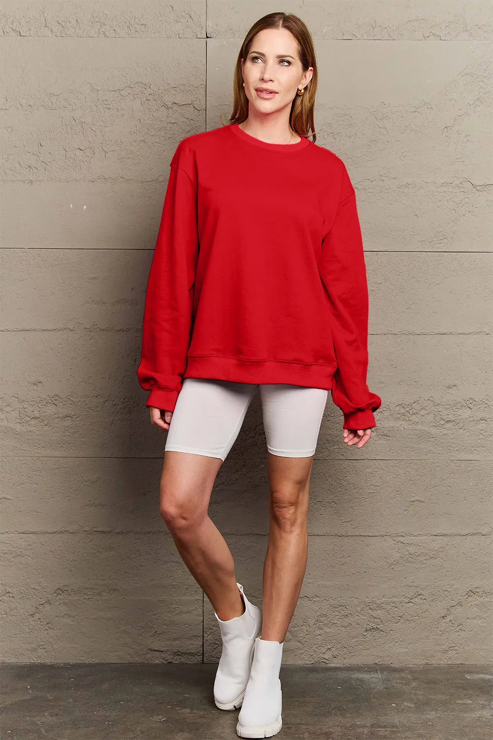 SIMPLY LOVE FULL SIZE IF I'M TOO MUCH THEN GO FIND LESS ROUND NECK SWEATSHIRT