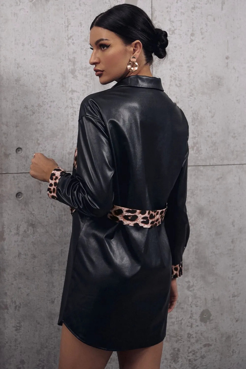 IVY LANE TIED LEOPARD SNAP DOWN TRENCH COAT