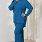 BASIC BAE FULL SIZE RIBBED HIGH-LOW TOP AND WIDE LEG PANTS SET