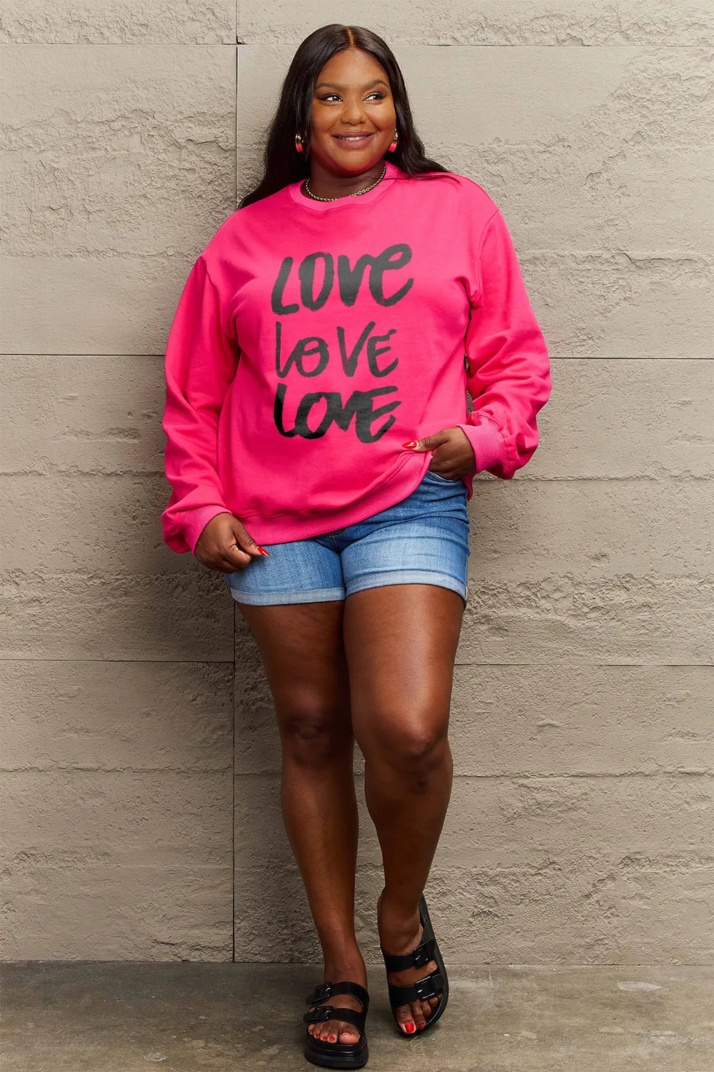 SIMPLY LOVE FULL SIZE LOVE ROUND NECK SWEATSHIRT