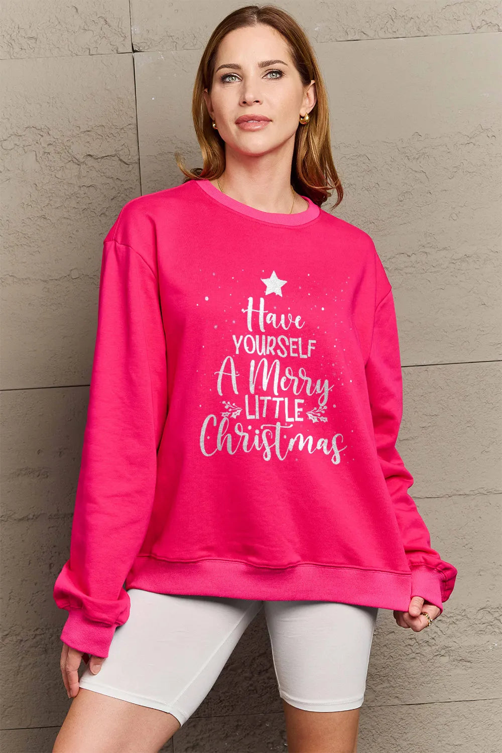 SIMPLY LOVE FULL SIZE HAVE YOURSELF A MERRY LITTLE CHRISTMAS ROUND NECK SWEATSHIRT