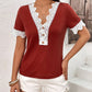 IVY LANE LACE DETAIL V-NECK SHORT SLEEVE T-SHIRT