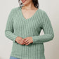 BASIC BAE FULL SIZE RIBBED V-NECK LONG SLEEVE T-SHIRT