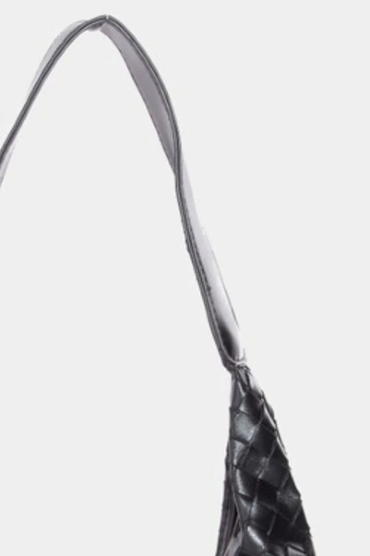 FAME WOVEN FAUX LEATHER TOTE BAG