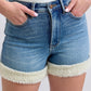 JUDY BLUE FULL SIZE HW TUMMY CONTROL SHEARLING CUFF DENIM SHORTS PLUS SIZE