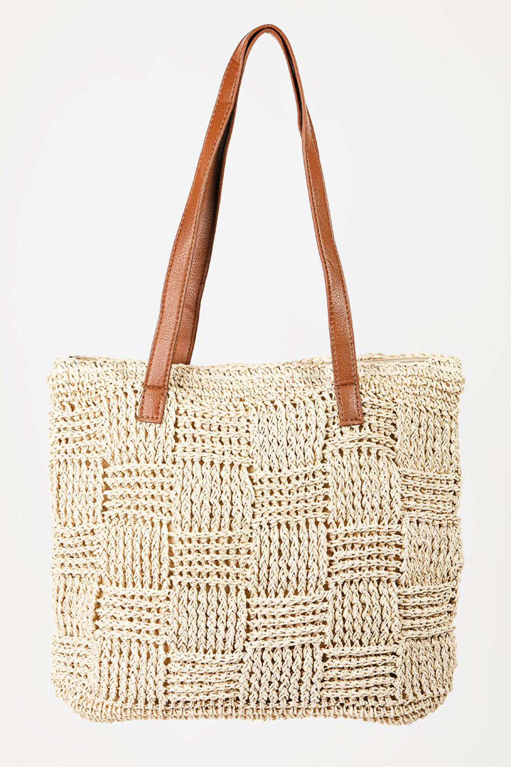 FAME BRAIDED FAUX LEATHER STRAP TOTE BAG