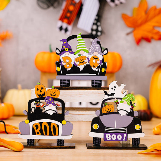 3-PIECE HALLOWEEN ELEMENT CAR-SHAPE ORNAMENTS-Thriftique Marketplace