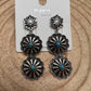 3 Concho Dangle Earrings with Faux Turquoise - 2 1/4 inch drop