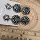 3 Concho Dangle Earrings with Faux Turquoise - 2 1/4 inch drop